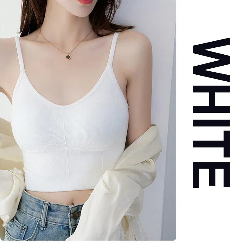 Women Tank Crop Top Sexy Female Underwear Seamless Crop Tops  Lingerie Femme Strap Adjustable Camisole Street Fashion Woman Top