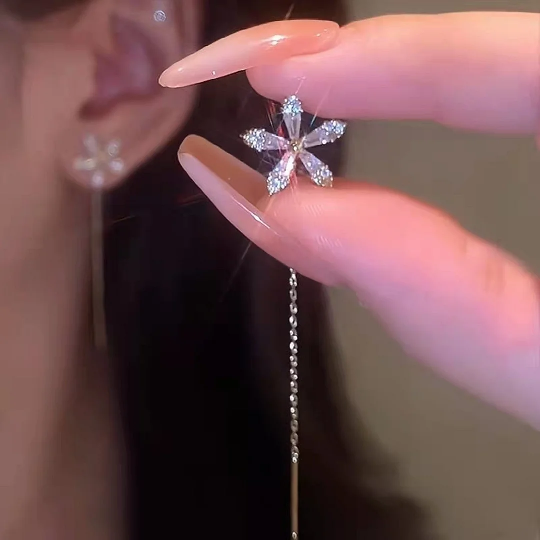Pollominate Shiny Diamond Flower Earrings