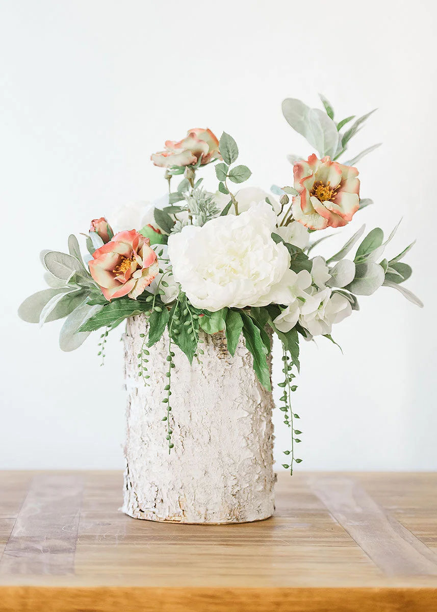 Natural Touch Peony in Cream White - 30"