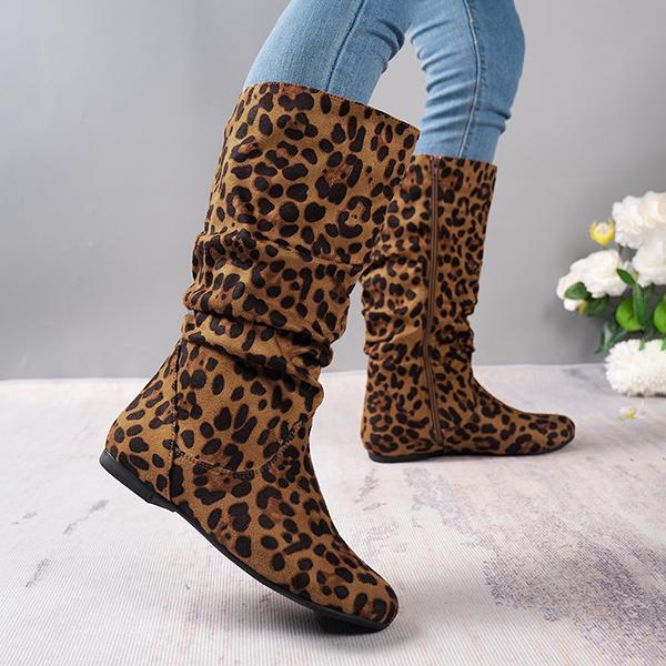 Leopard print boots on sale flat