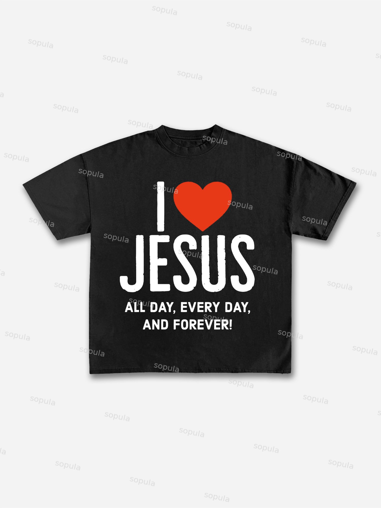 I Love Jesus Heart Graphic Cotton T-shirt - Sopula｜Premium Graphic Tees & Graphic Clothing