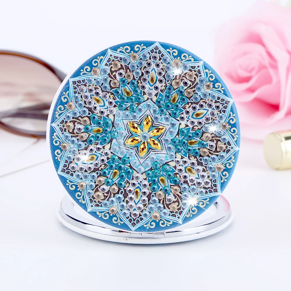 DIY Mandala Diamond Painting Makeup Compact Mirror Portable Folding Purse Mirror