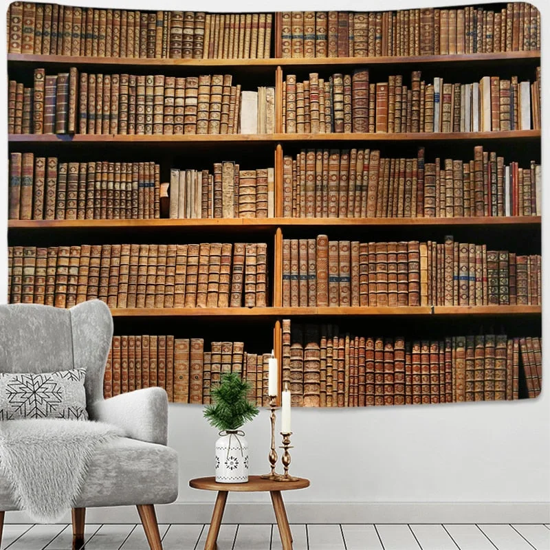 Tapestry retro Magic bookcase tapestry Mysterious library tapestries wall hanging art throw tapestries bedroom living room home