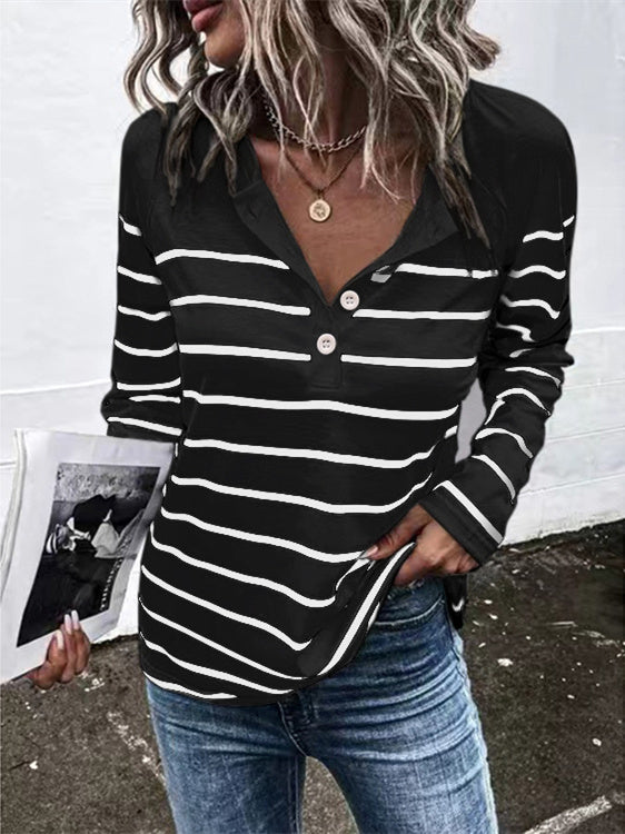 Women Long Sleeve V-neck Graphic Floral Printed Top