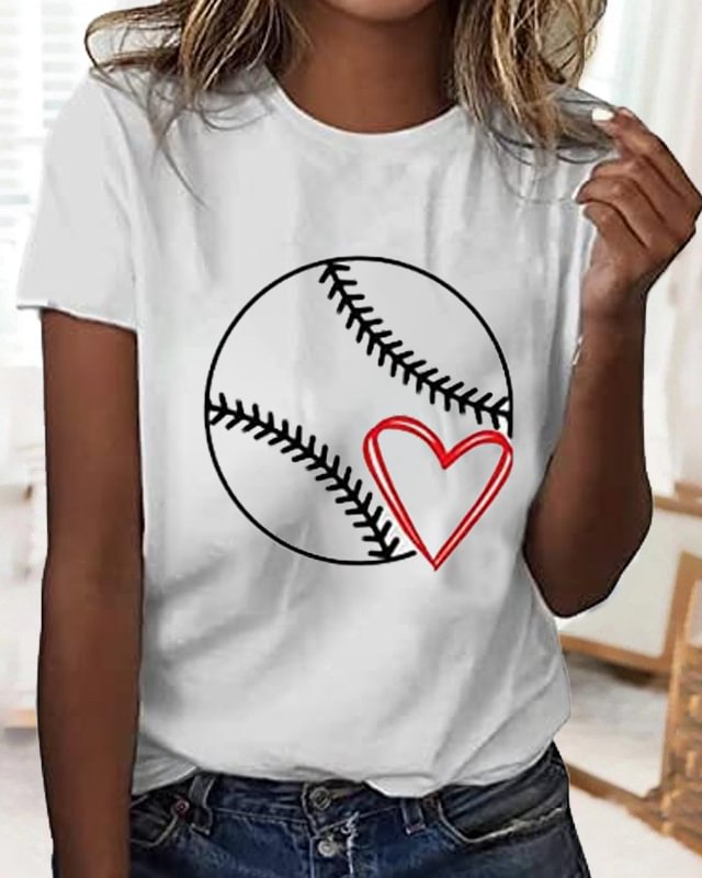 White O Neck Baseball Short Sleeve