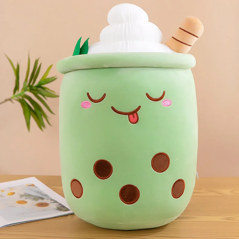 Cuteee Family Cute Green Ice-Cream Boba Tea Plushies Kawaii Boba Family Perfect Gift