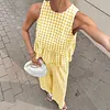 Women's Elegant Casual Sleeveless Ruffle Hem Top High-Waisted Pants Suits