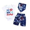 Baby Boys Short Sleeve Sets Letters Print Shorts independence Day 3 Pcs