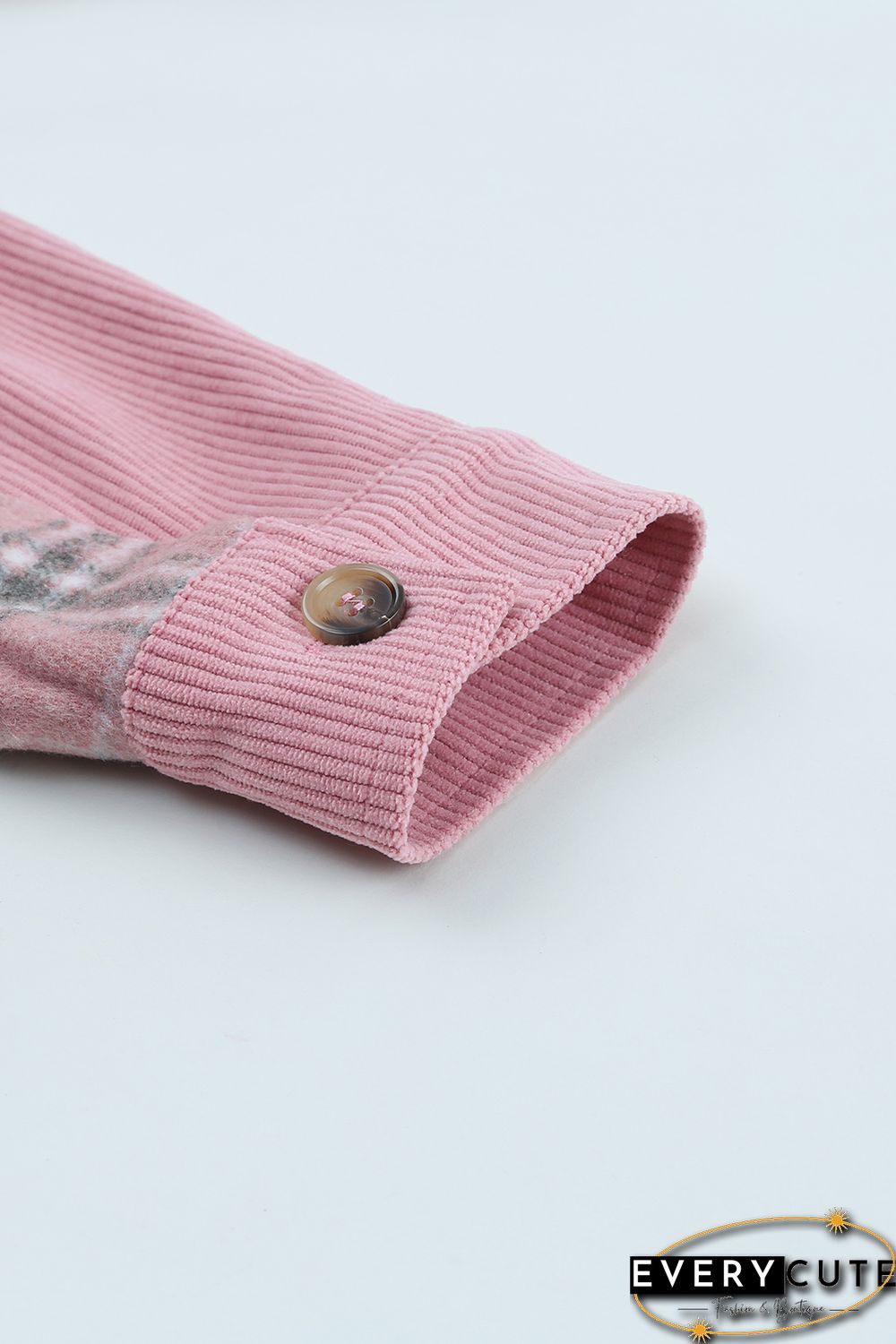 Pink Corduroy Plaid Pattern Shacket