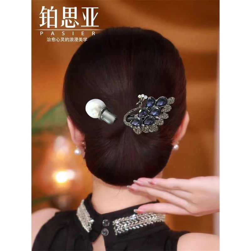 Women’s Minimalist Peacock Feather Flower Alloy Plating Inlay Rhinestones Hair Band