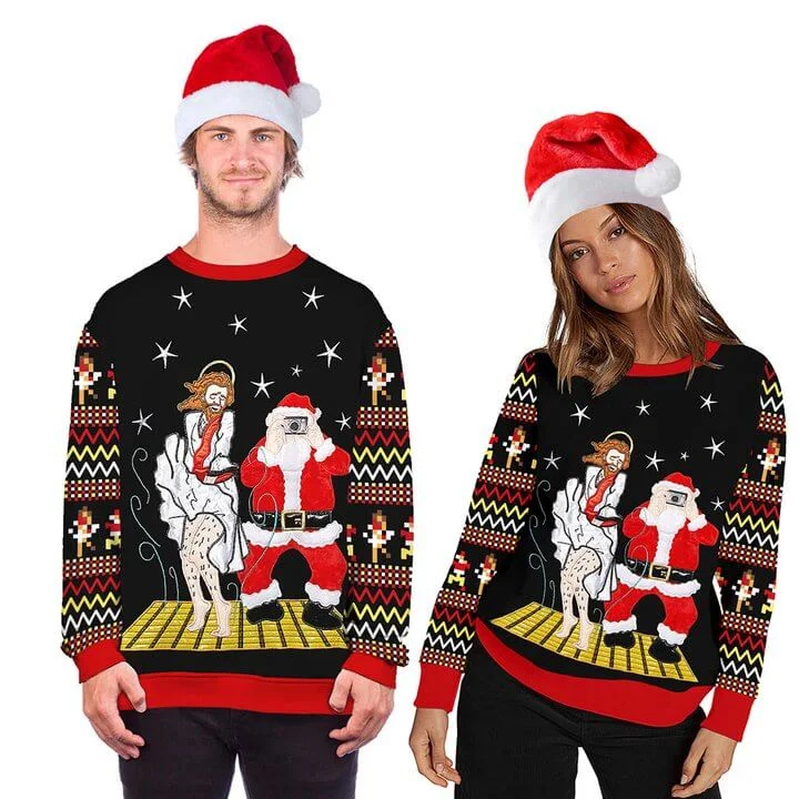 Funny Grinch Printed Crew Neck Ugly Christmas Sweatshirts-VESSFUL