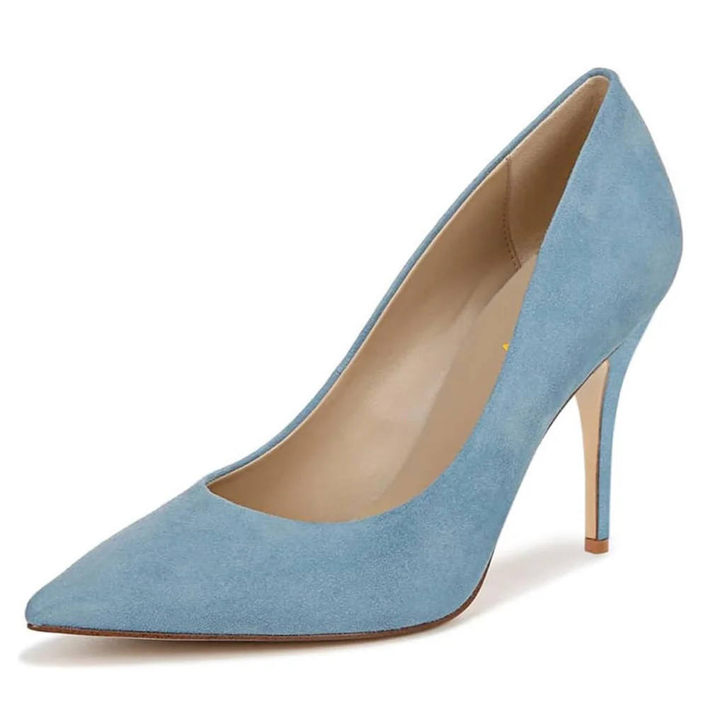 YDN Blue Stiletto Heel Pointed Toe Elegant Pumps for Women
