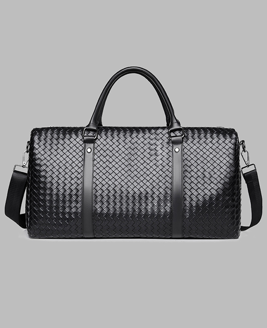 Business PU Leather Woven Travel Duffel Bag