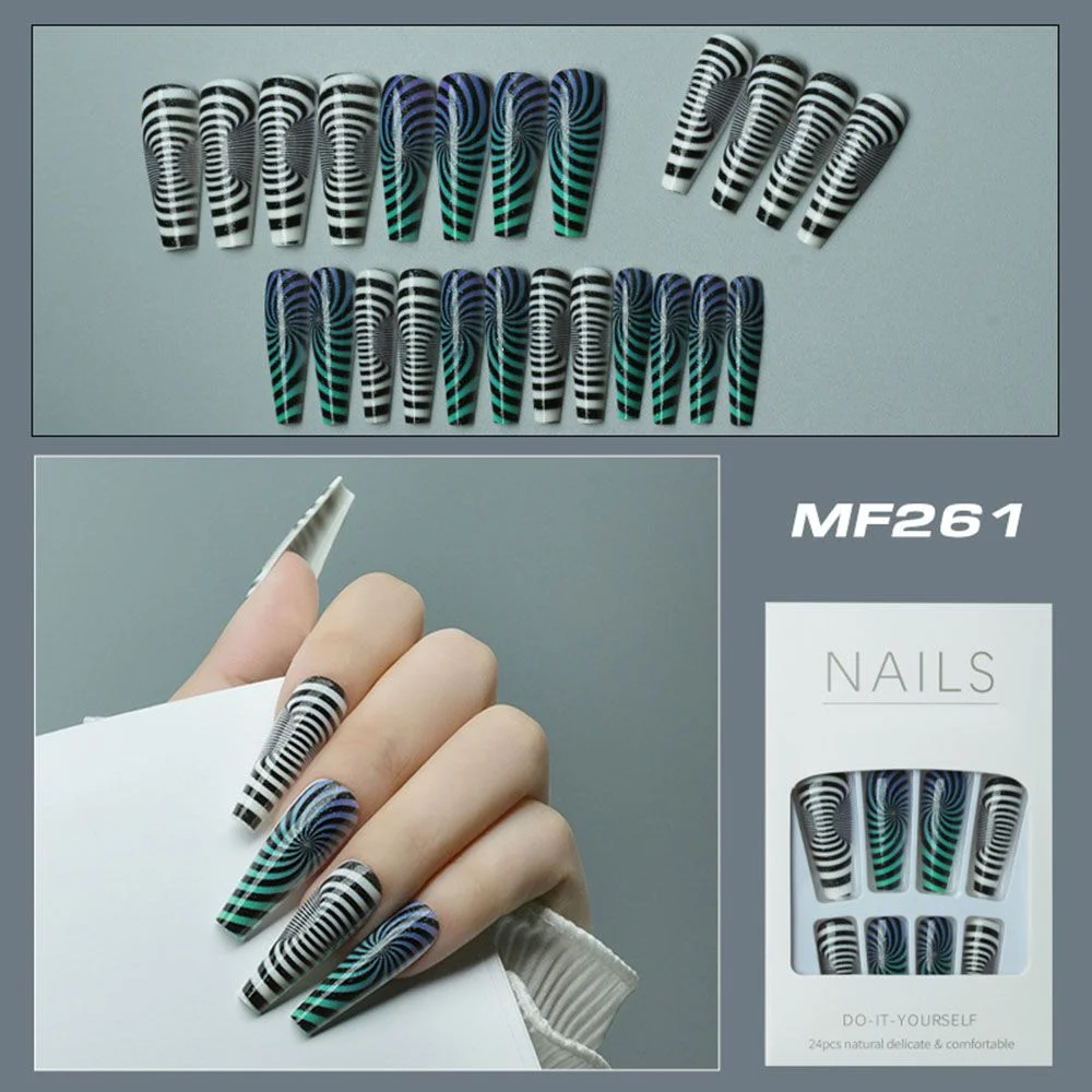 24Pcs Artificial False Nails Ballet Coffin Fake Nails Finger Wearable Long Manicure Art Tips press on nails nails accessories