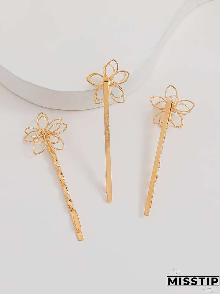 3pcs Flower Decor Hair Clip
