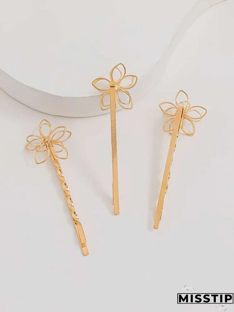 3pcs Flower Decor Hair Clip