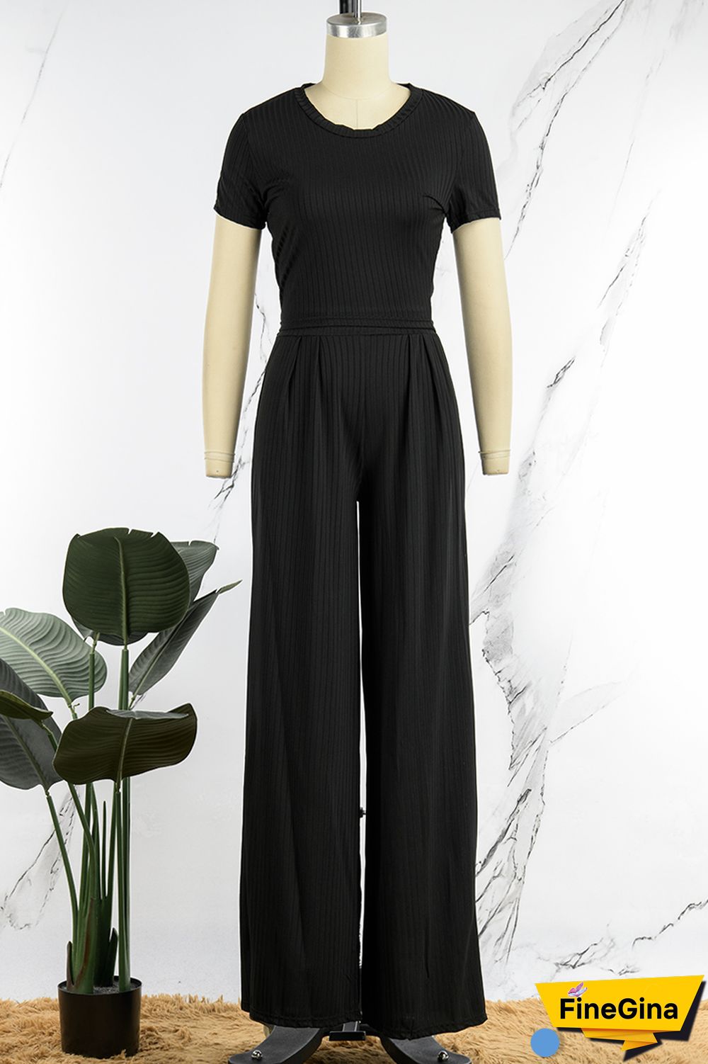 Blue Casual Solid Basic O Neck Short Sleeve Two Pieces