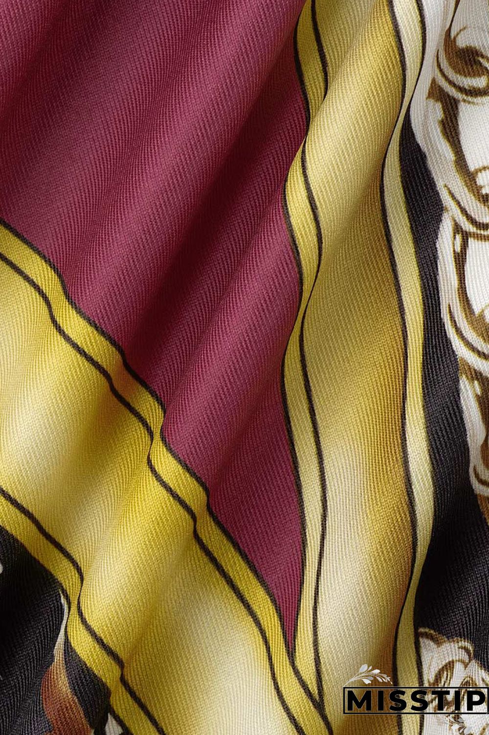 Brown Fashion Casual Print Bandage Patchwork V Neck Long Dress