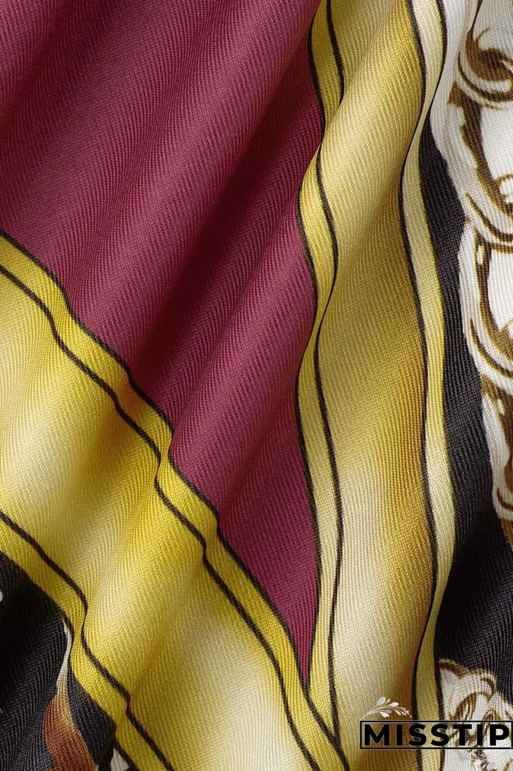 Brown Fashion Casual Print Bandage Patchwork V Neck Long Dress