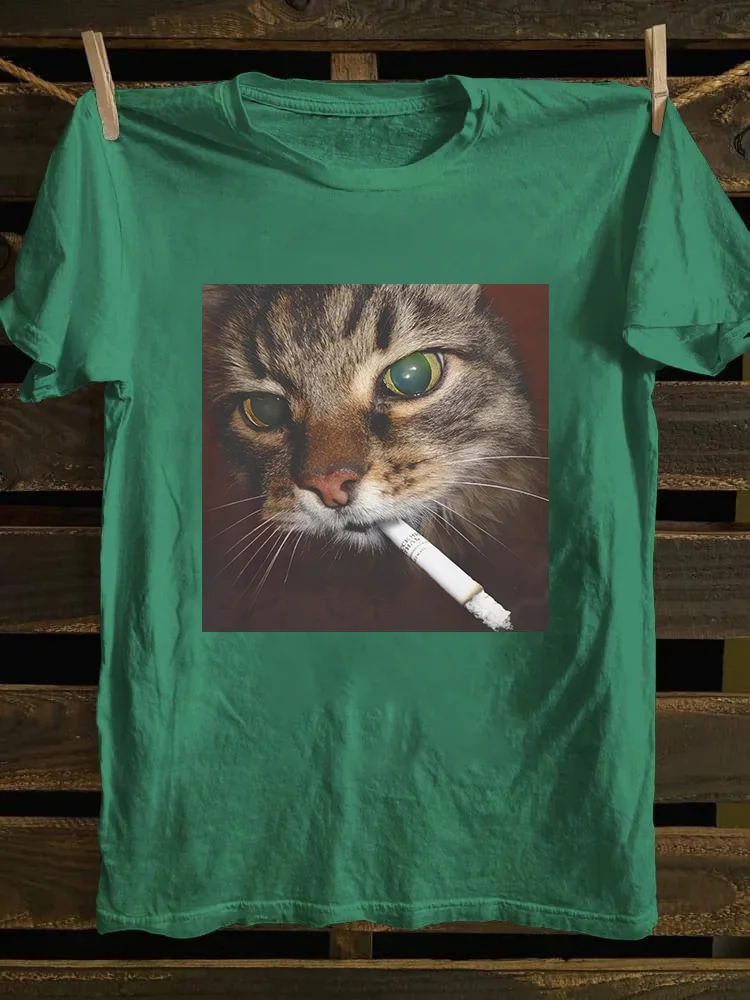 Funny Smoking Cat T-shirt