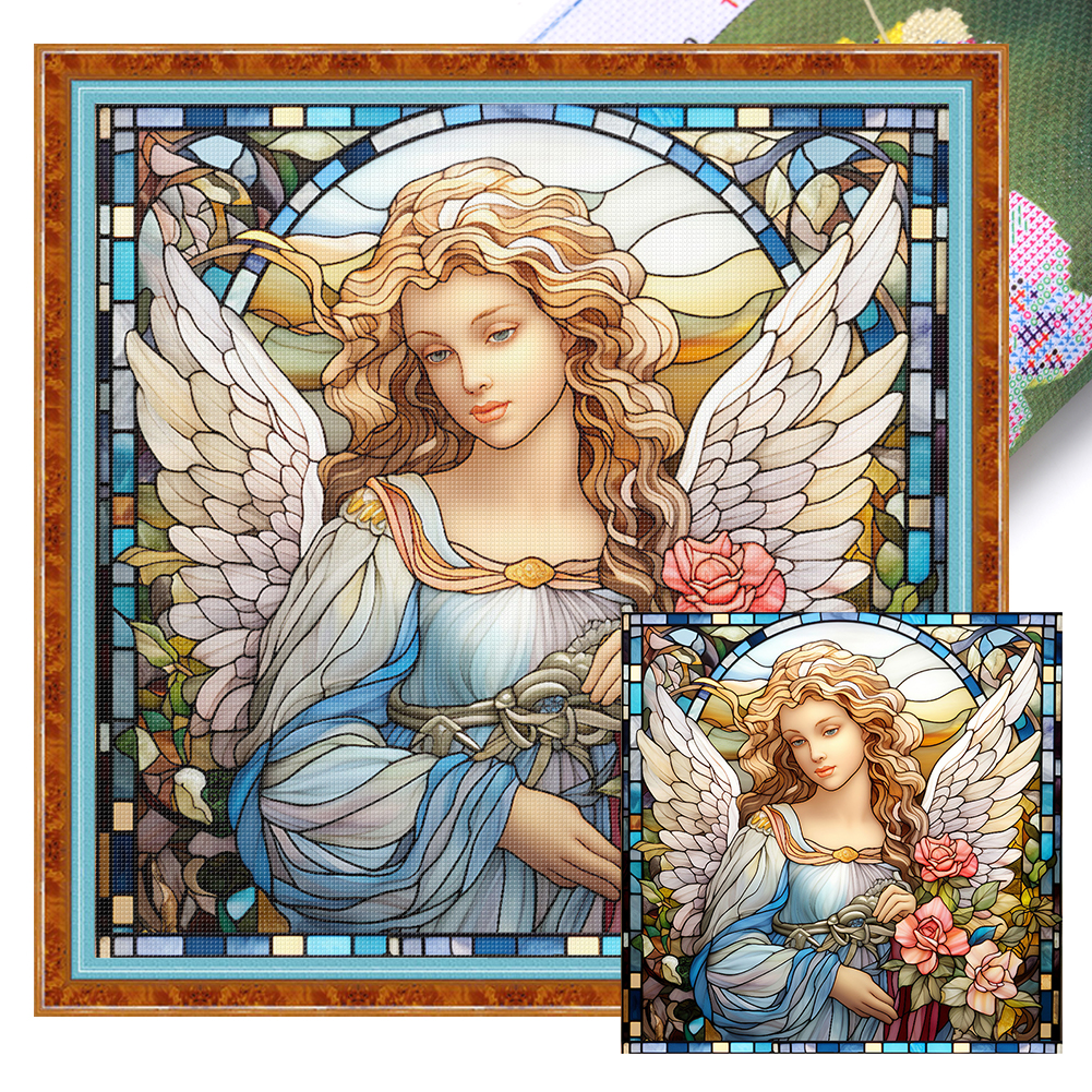 Glass painting - Our Lady of Angels Full 14CT Counted Canvas(40*40cm) Cross Stitch