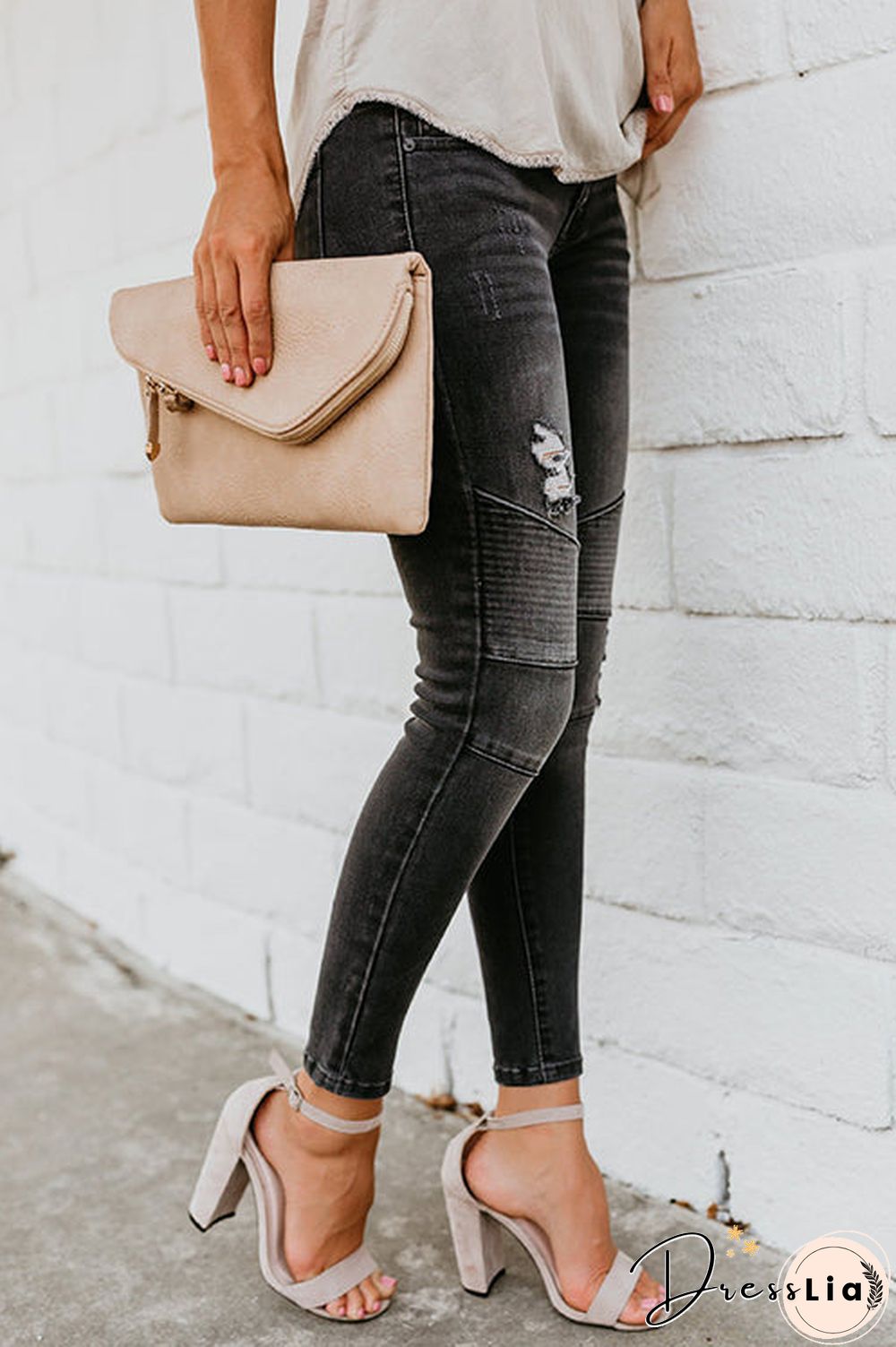 Ripped Slim Fit Black Jeans