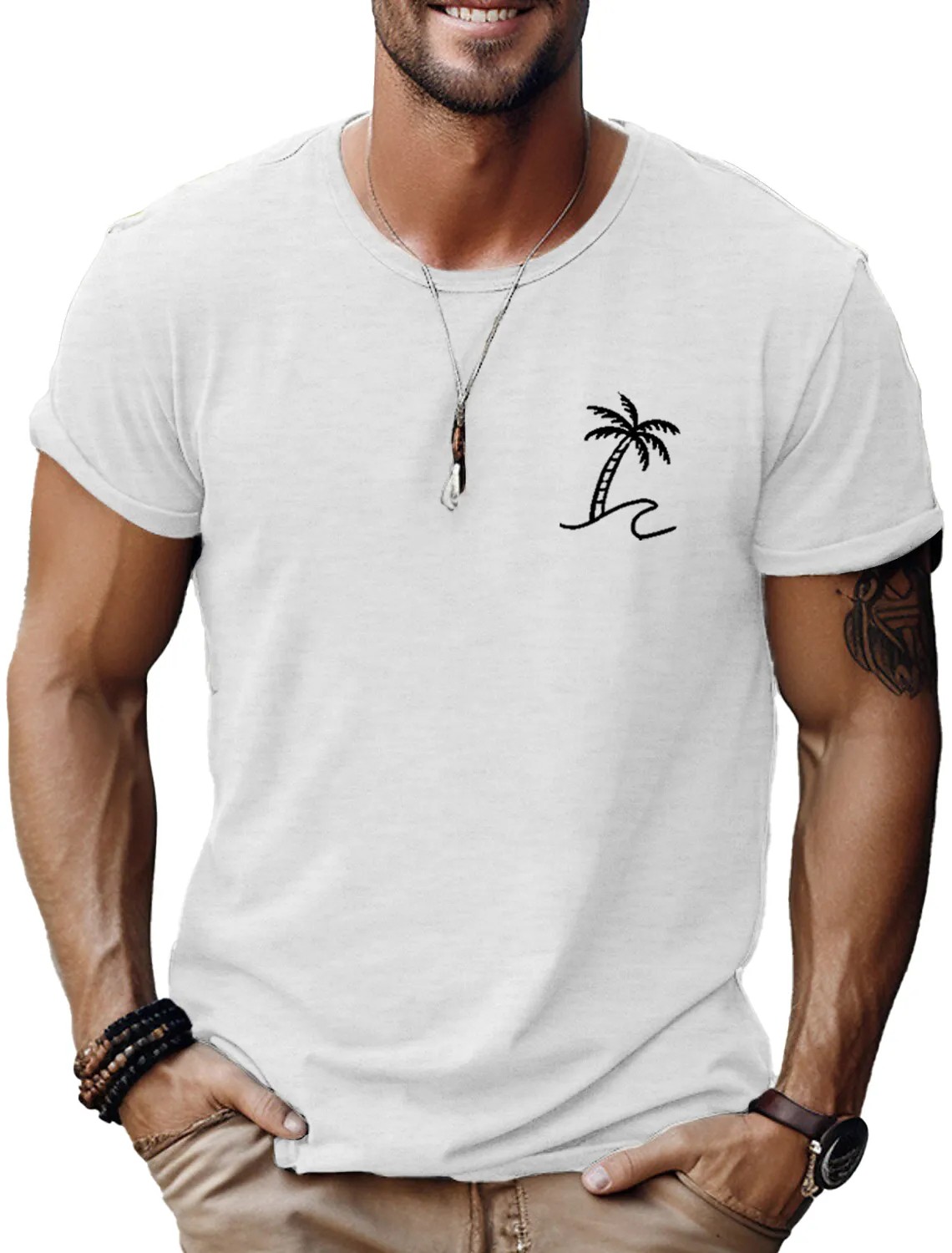 Men's Fashion Casual Coconut Print Short Sleeve T-Shirt PLUSCLOTHESMAN