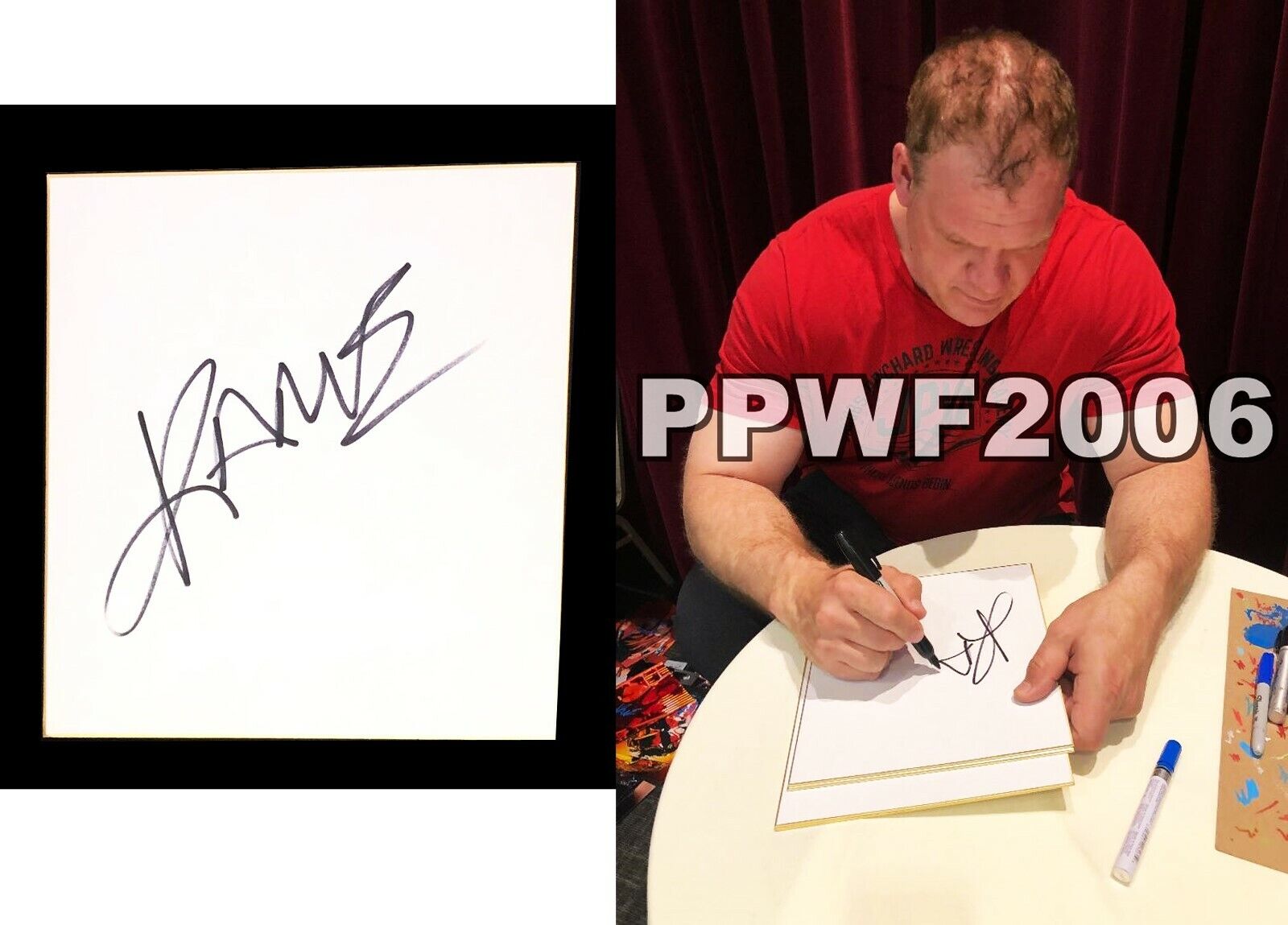 WWE KANE HAND SIGNED AUTOGRAPHED SHIKISHI BOARD WITH PICTURE PROOF AND COA 1