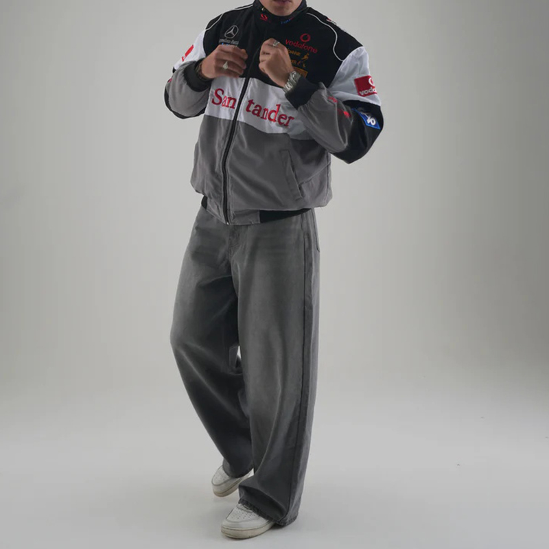 Unisex Racing Style Street Fashion Loose Racing Casual Print Jacket