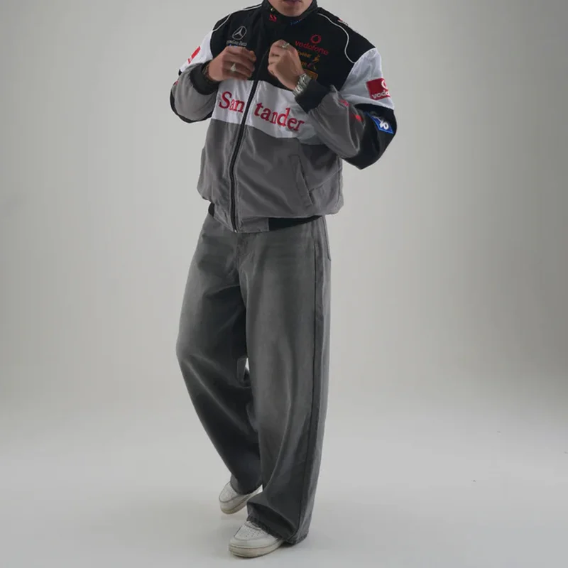 Unisex Racing Style Street Fashion Loose Racing Casual Print Jacket