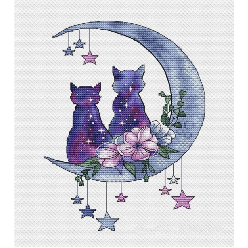 

Moon Cats - 11CT Counted Cross Stitch - 40*45CM, 501 Original
