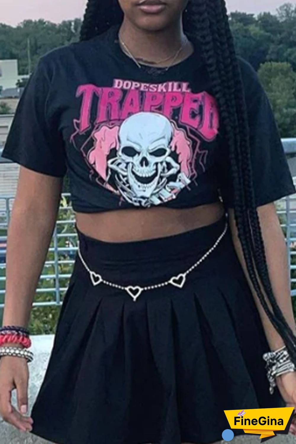 Black Street Daily Print Patchwork O Neck T-Shirts