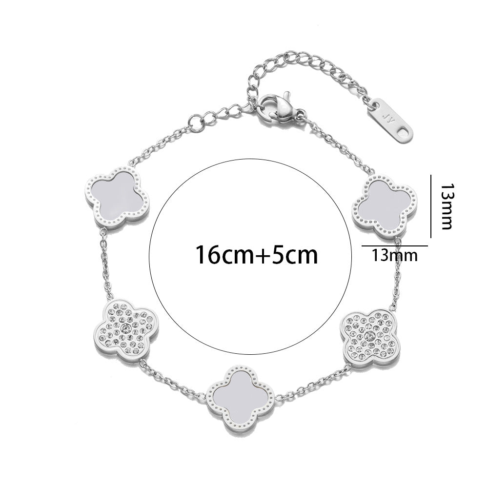 Women Quadrilateral Titanium Steel 18K Gold Plated Bracelets