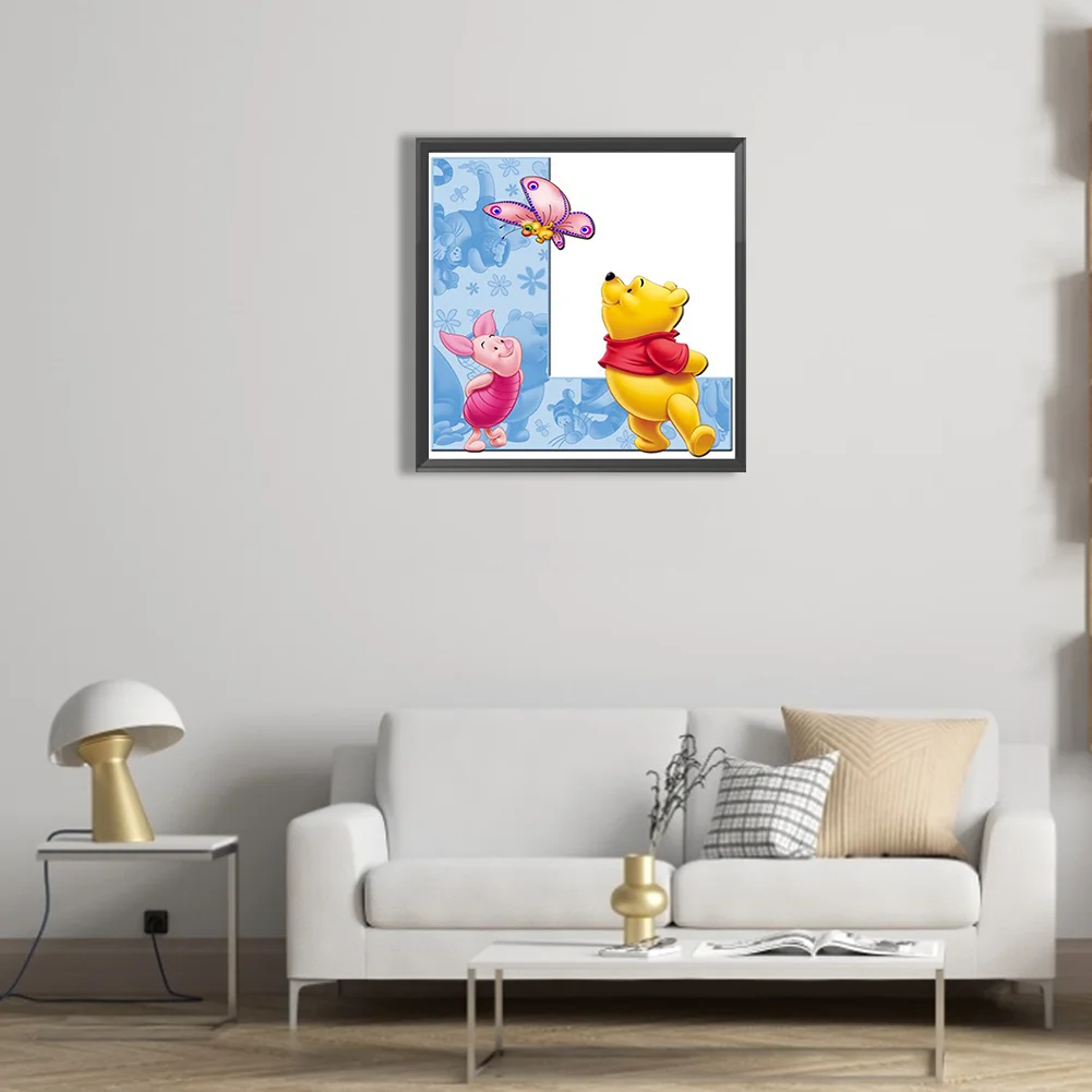 5D DIY Full Round Drill Diamond Painting Winnie the Pooh Letter L Kit Decoration