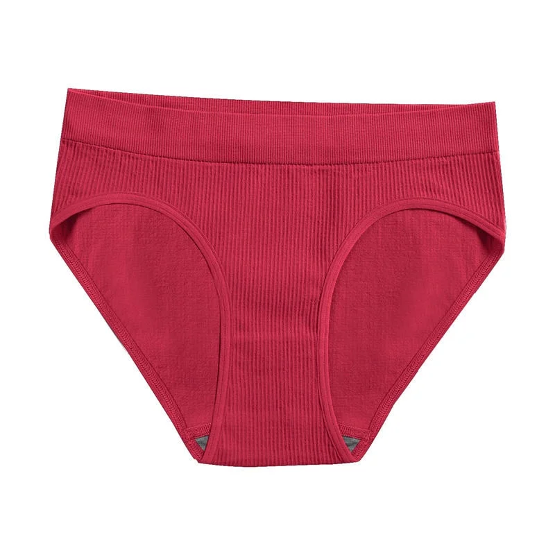 Billionm Women Seamless Cotton Panties Sexy Mid Waist Briefs Girls Solid Colors Ribbed Underpants Female Comfortable Intimates Lingerie