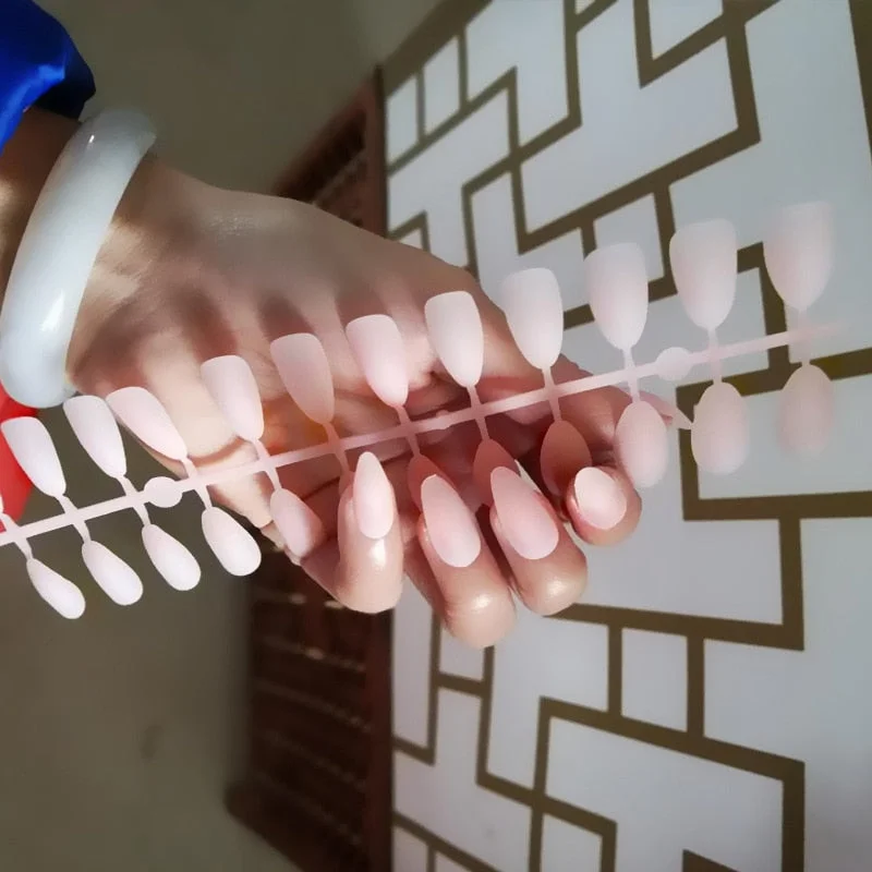 Free shipping fake nails Nail Art Decorations 24pcs Fake Nails Solid Color Frosted Matte Full Cover новогодние накладные ногти-Nail Inspo