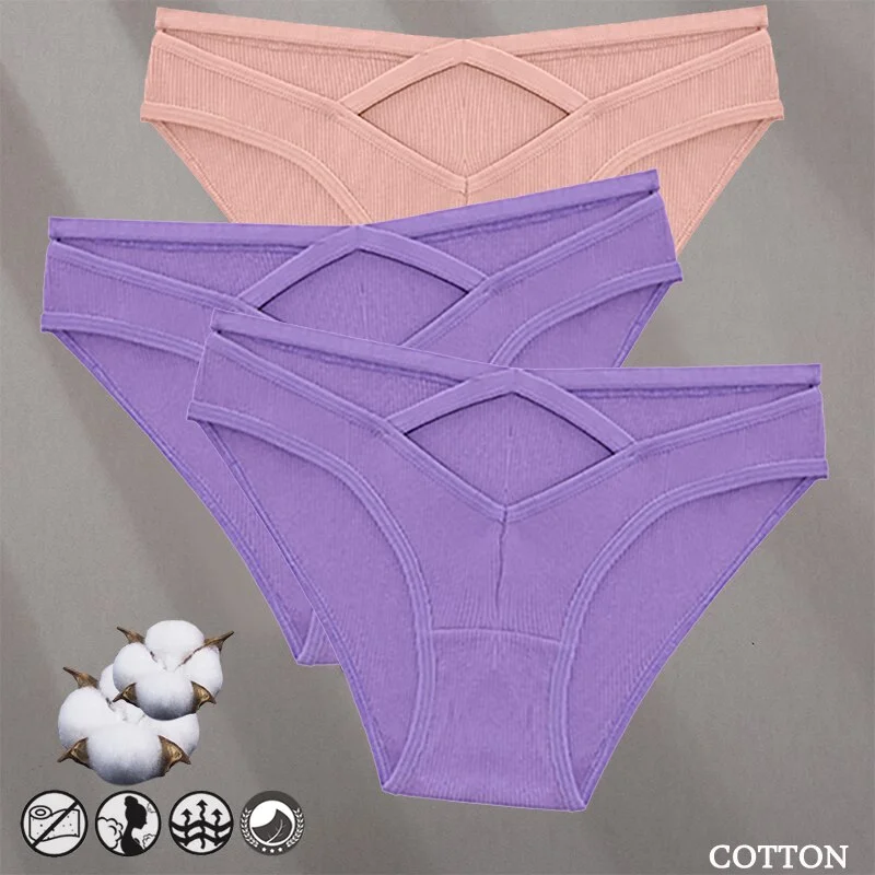 Billionm Women Sexy Cotton Underwear V-Waist Hollow Out Panties Briefs Solid Color Intimates Lingerie Female Comfortable Panty
