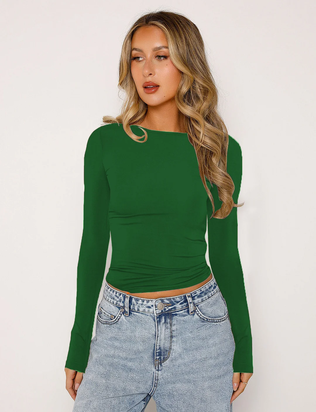 Athvotar Athvotar New Set-Up Bottom Shirt For Women Winter Solid Color Bottom Collar T-Shirt Sexy Hot Girl Slim Thin Long Sleeves