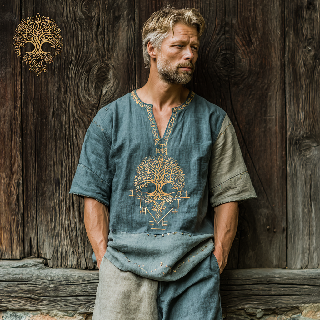 Men's Vintage Viking Tree Of Life Basic Shirt