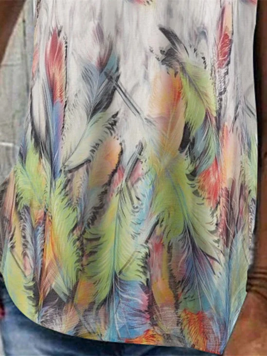 Women's White V-neck Sleeveless Graphic Floral Printed Top