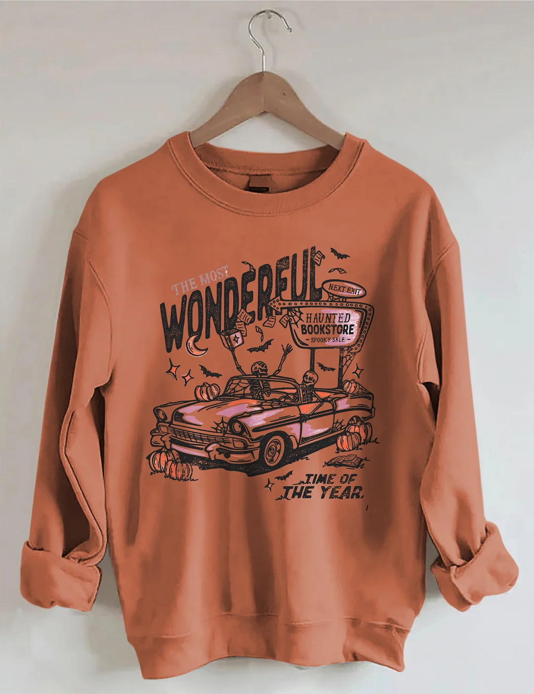 Skeletons In A Convertible For Retro Halloween Sweatshirt