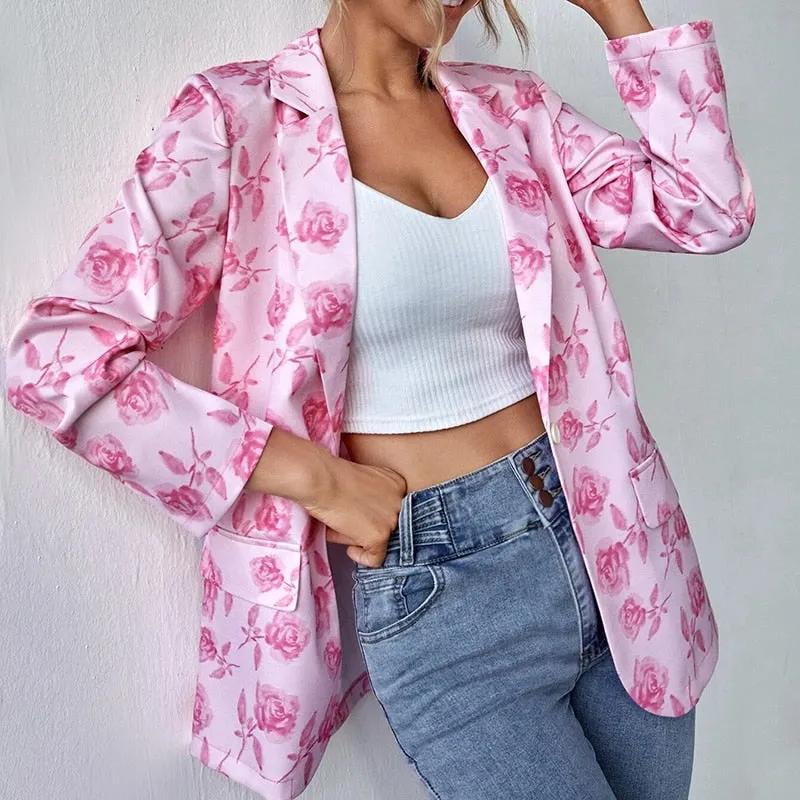 Fashion Trend Women Lapel Leopard Print Long Sleeves Suit Jacket Elegant Fall Winter Office Lady Cardigan Coat Casual Streetwear