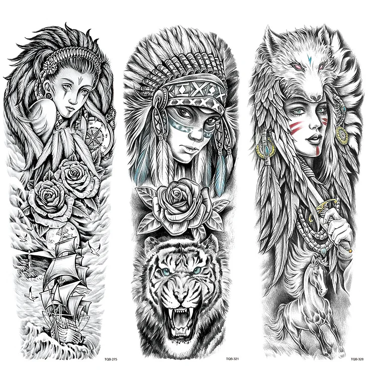 3 Sheets Indian Woman Full Arm Sleeves