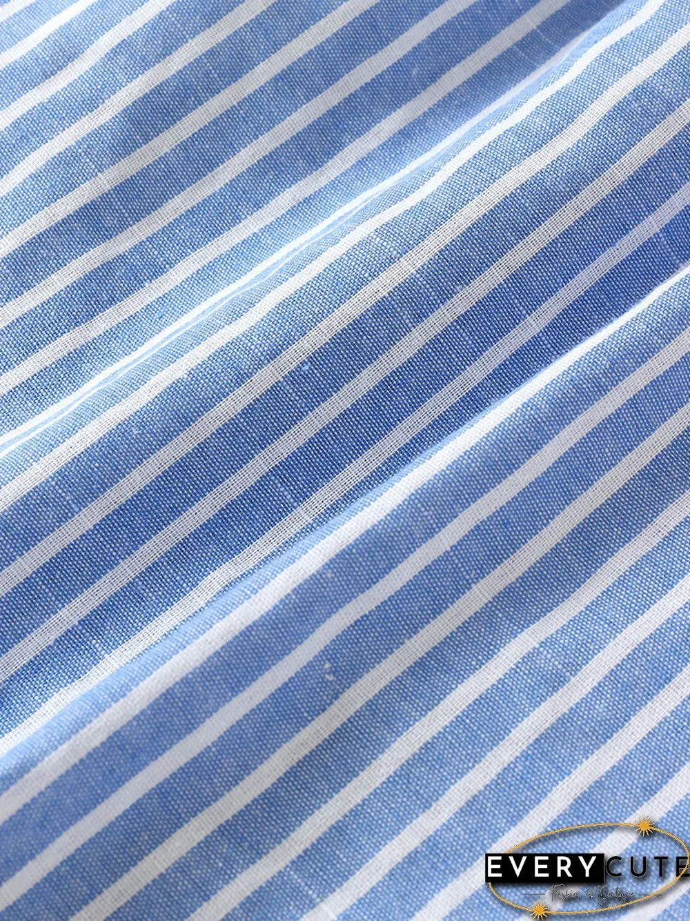 Selfsow Blue And White Stripe Tie Front Tube Pocket Two Pieces Suit