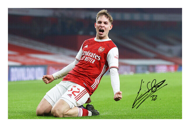 Emile Smith Rowe Signed A4 Photo Poster painting Print Autograph Arsenal England 2021/22