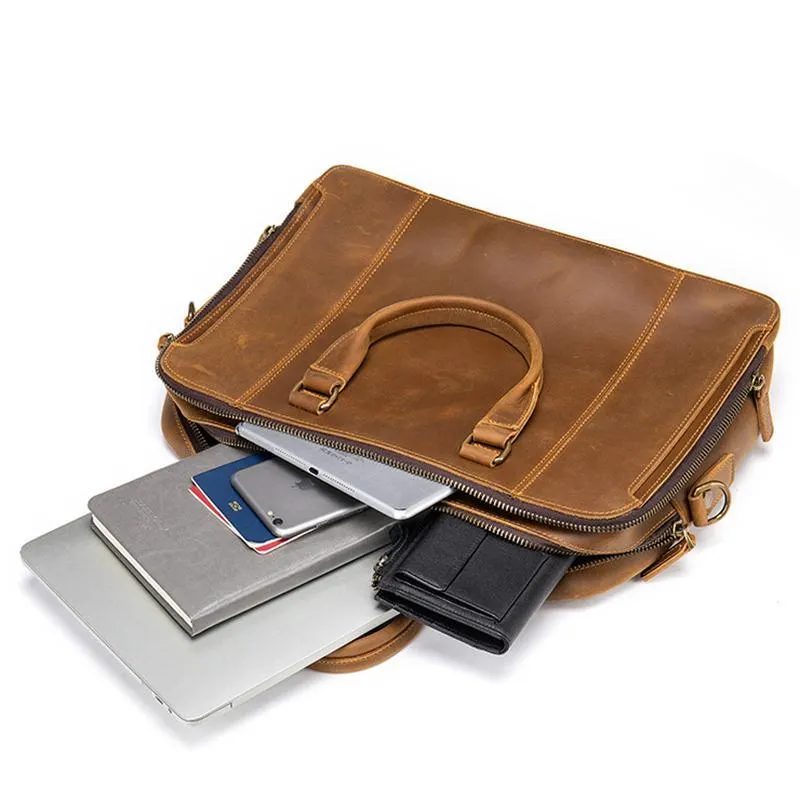 Classic Business Leather Large-Capacity Soft And Comfortable Handbag Waterproof Multifunctional Crossbody Bag