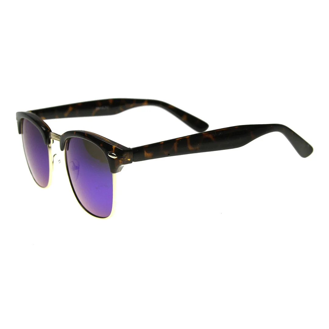 Premium Half Frame Colored Mirror Lens Horn Rimmed glasses 50mm