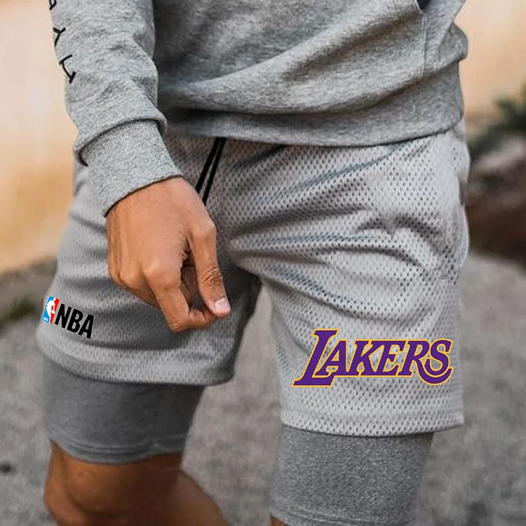 NBAMen's  Lakers Sports Comfort Double Layer Shorts acda