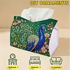 Diamond Art Tissue Box Cover DIY PU Desktop Organizer Large(peacock)