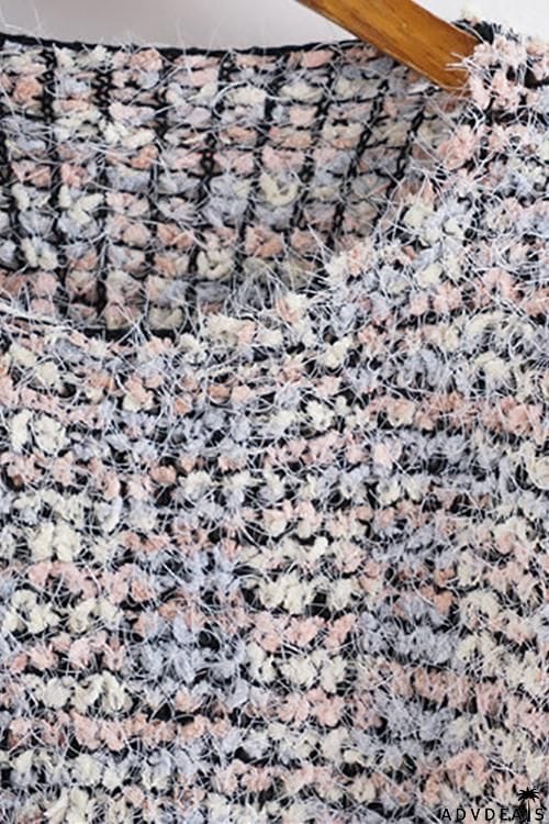 Fuzzy O Neck Long Sleeve Sweater